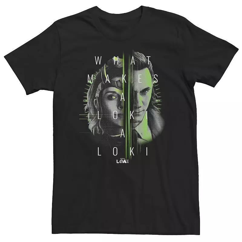 Big & Tall Marvel Loki And Silvie What Makes A Loki A Loki Split Portrait Tee, Mens Product Image