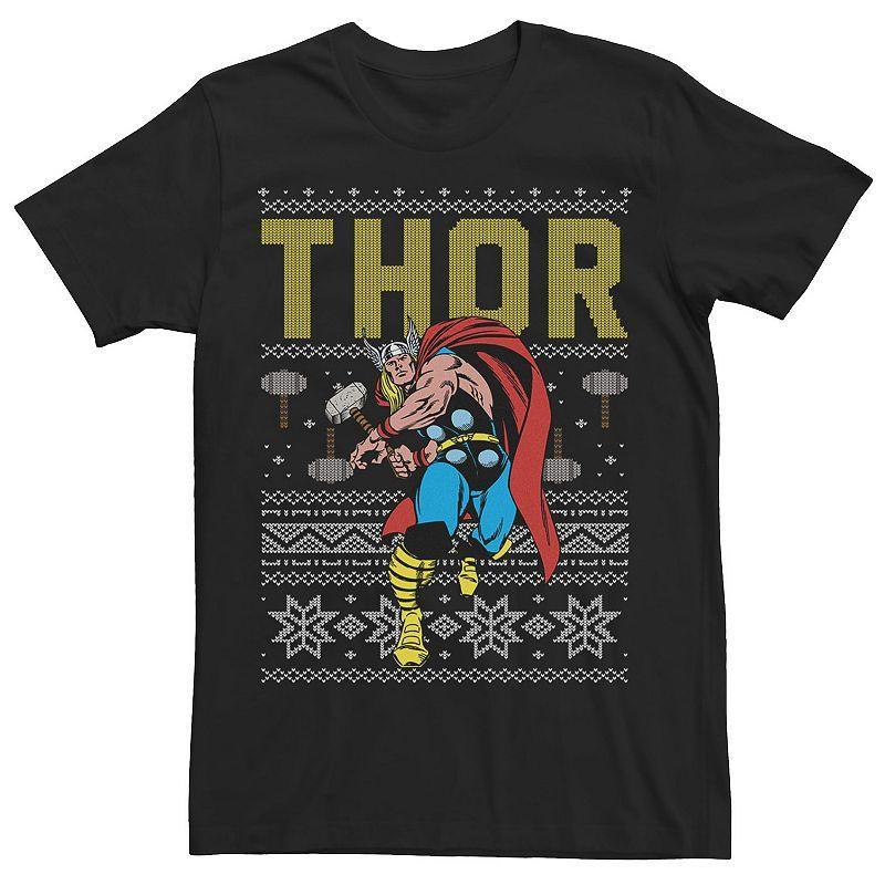 Mens Marvel Thor Ugly Christmas Sweater Short Sleeve Tee Product Image