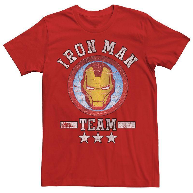 Mens Marvel Iron Man Team Crackled Portrait Logo Tee Red Product Image