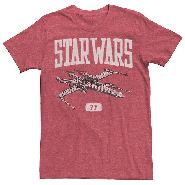 Mens Star Wars Classic X-Wing Collegiate est. 77 Tee Red Grey Product Image