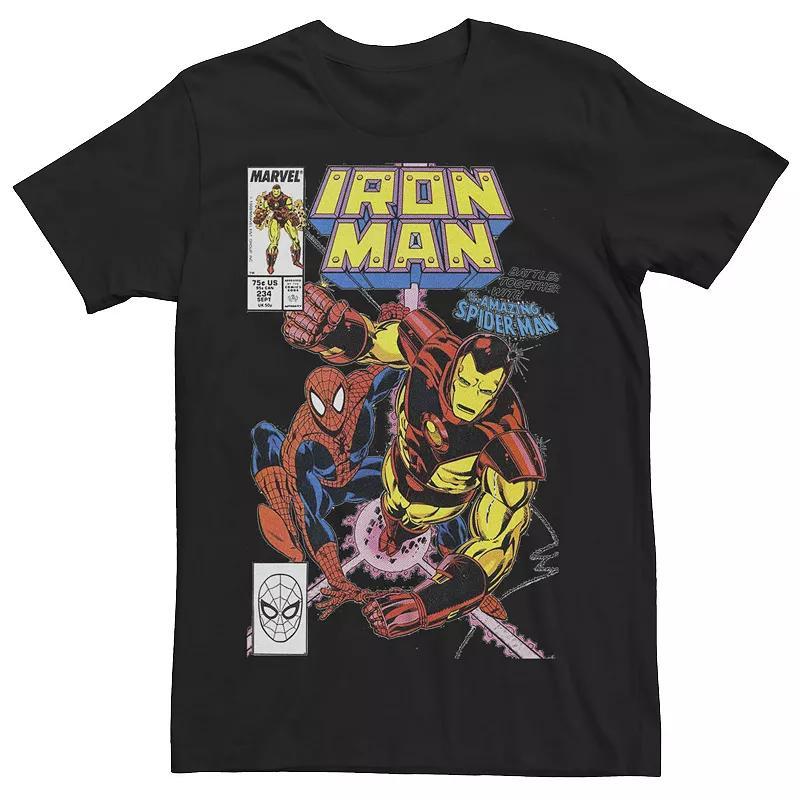 Mens Iron Man Comic Cover With Spider-Man Graphic Tee Product Image