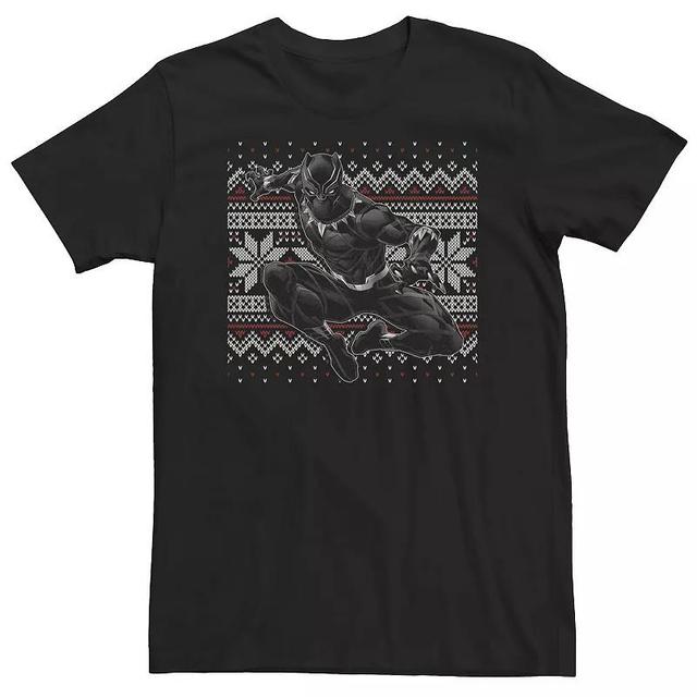 Big & Tall Marvel Panther Crouch Ugly Christmas Sweater Tee, Mens Product Image