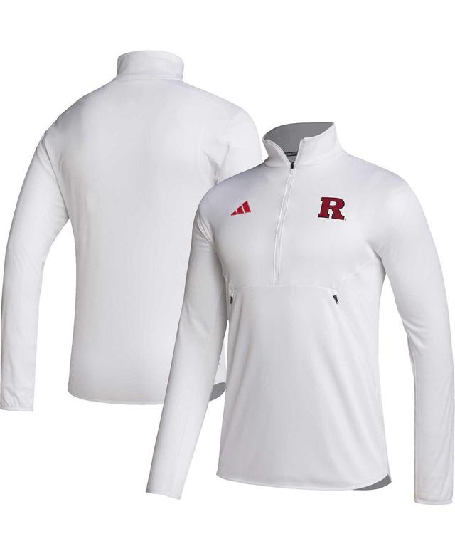 Mens adidas White Rutgers Scarlet Knights 2023 Sideline Aeroready Half-Zip Top Product Image