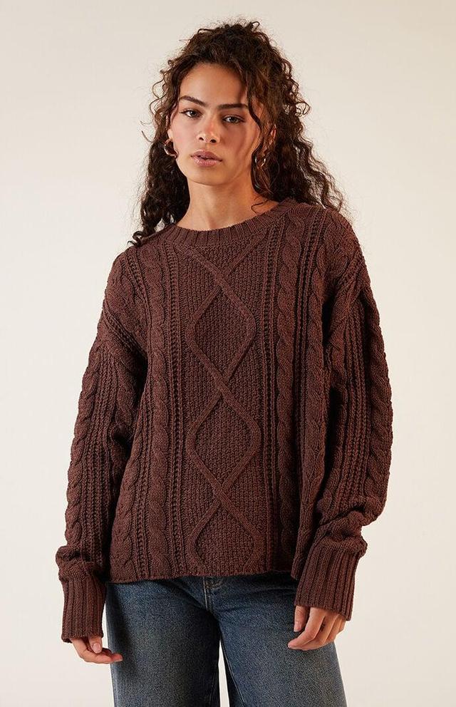 Women's Violet Cable Knit Boxy Sweater Product Image