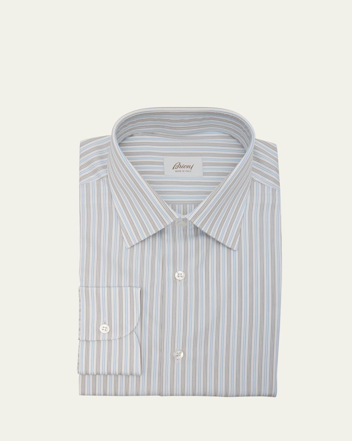 Mens Cotton Stripe Dress Shirt Product Image