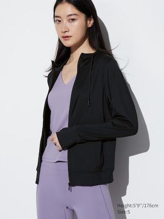 Womens Airism Mesh Uv Protection Full-Zip Hoodie with Deodorizing Black XL UNIQLO US Product Image