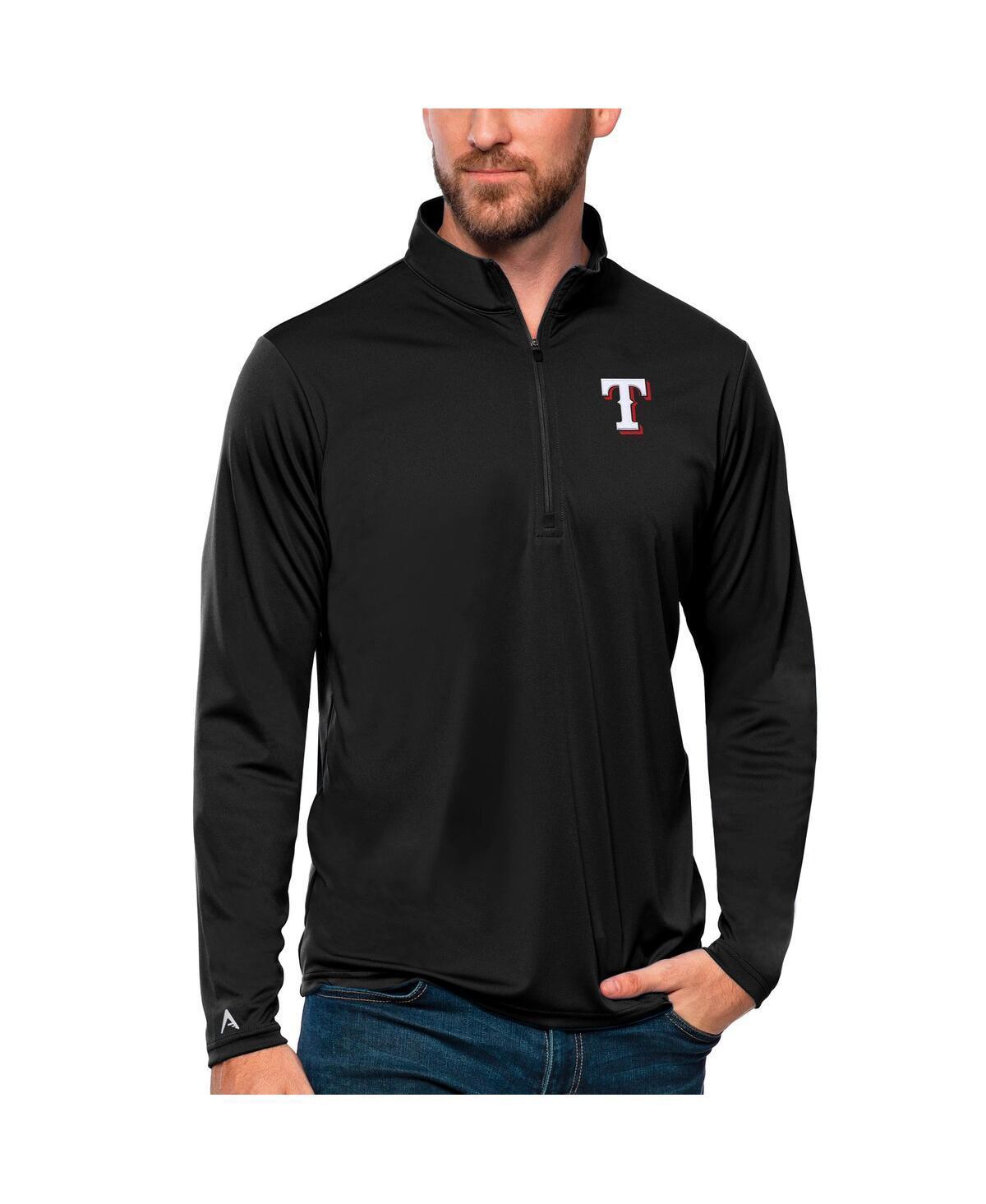 Antigua Mens Black Texas Rangers Tribute Quarter-Zip Pullover Top Product Image