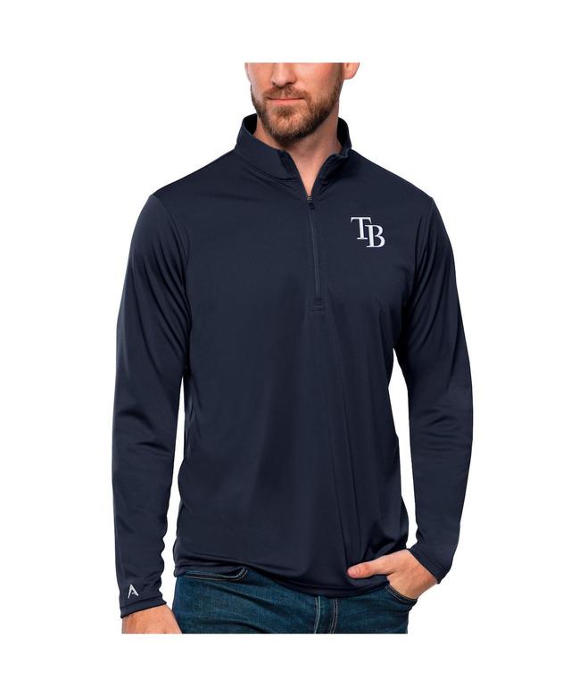 Antigua Mens Navy Atlanta Braves Tribute Quarter-Zip Pullover Top Product Image