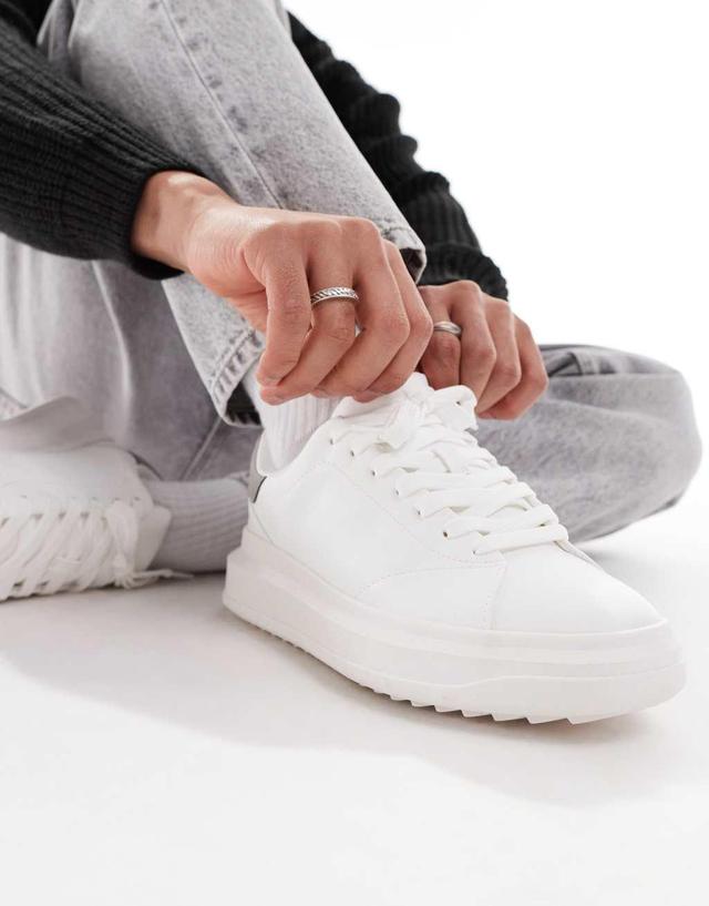 Bershka gray back tab sneakers in white  Product Image