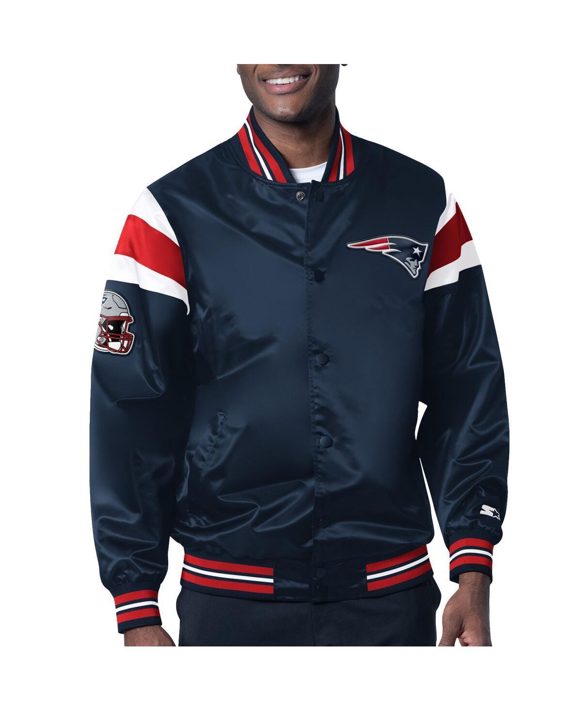 Mens Starter Navy New England Patriots Satin Full-Snap Varsity Jacket Product Image