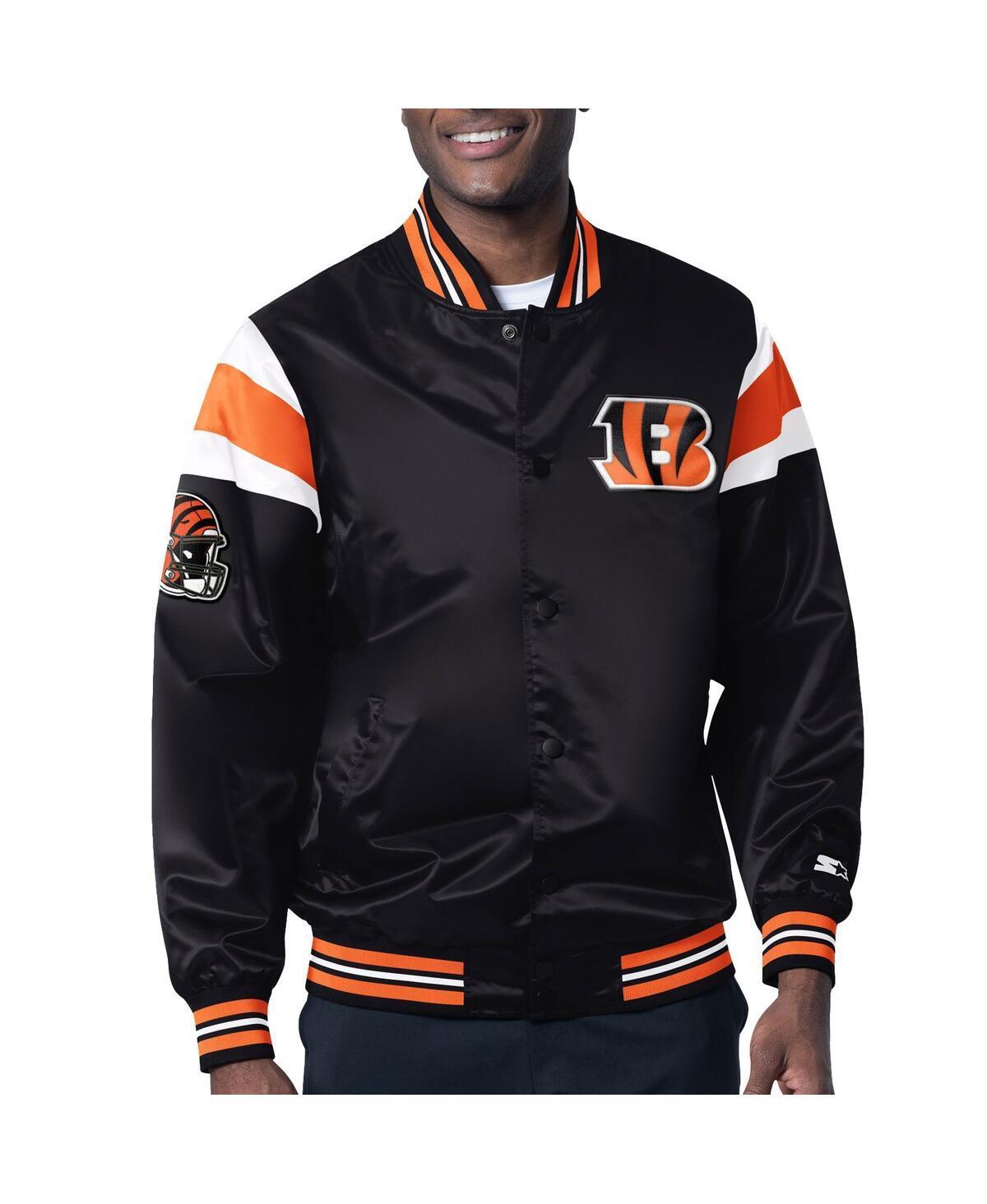 Mens Starter Black Cincinnati Bengals Satin Full-Snap Varsity Jacket Product Image