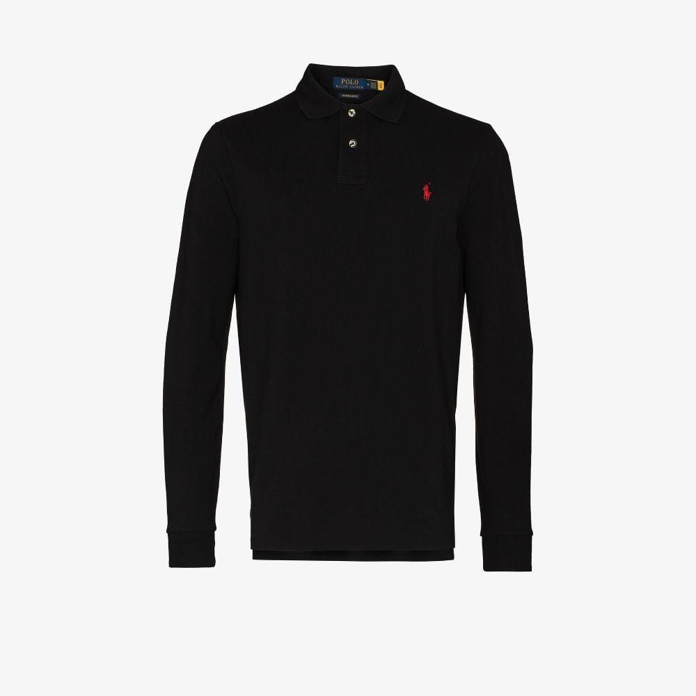 Classic Fit Mesh Long-sleeve Polo Shirt In Polo Black/c3870 Product Image