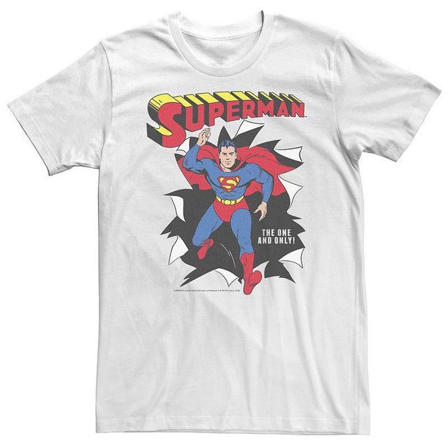 DC Comics Big & Tall DC Comics Superman Through Wall Poster Tee, Men's, Size: 3XL, White Product Image