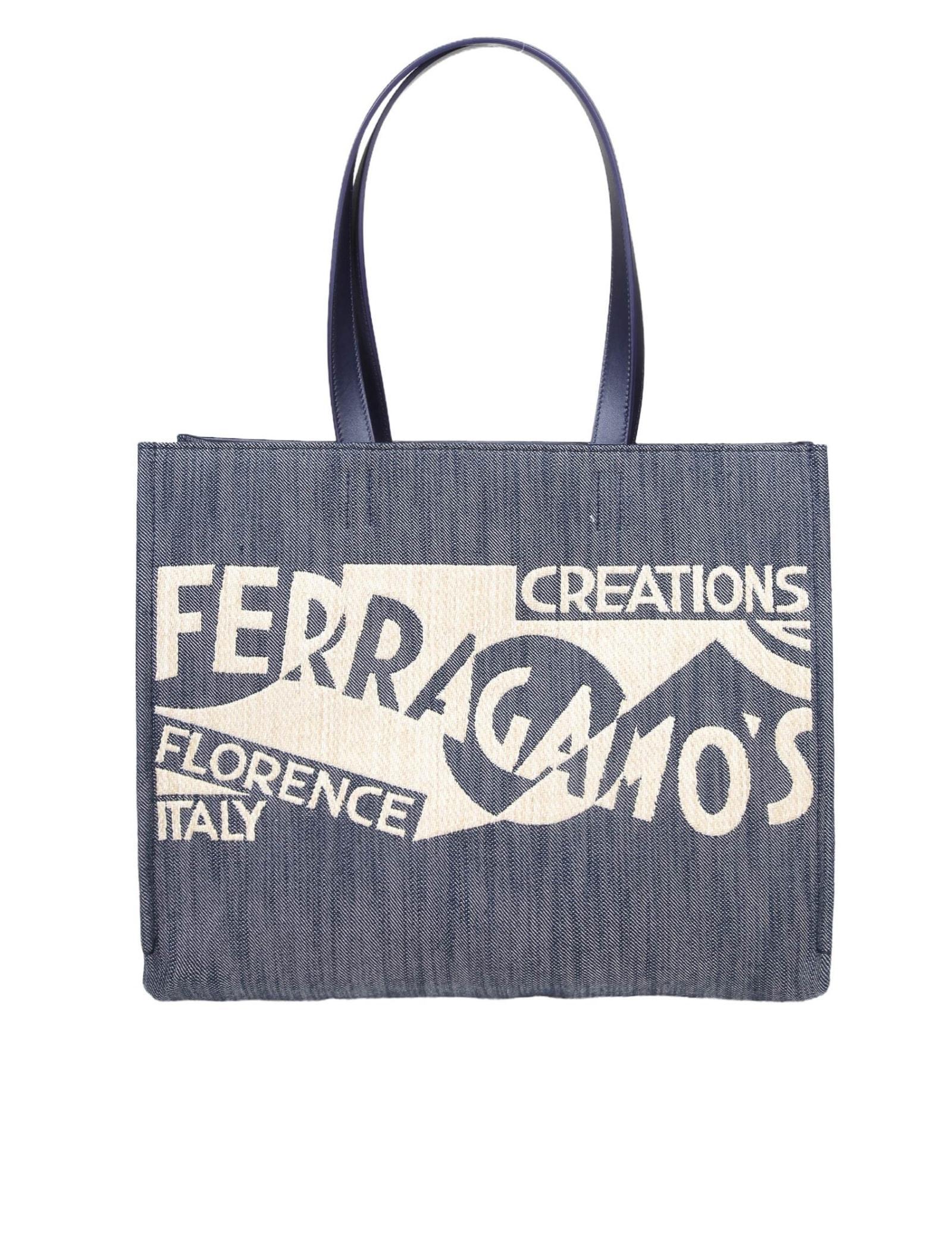 Denim Tote Bag In Blue Product Image