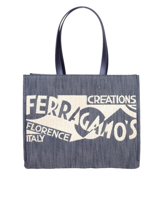 Denim Tote Bag In Blue Product Image