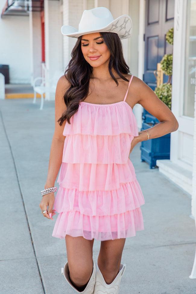 On Tour Pink Woven Tulle Dress FINAL SALE Product Image