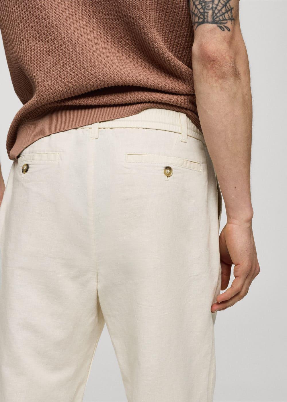 MANGO MAN - Slim-fit pants with drawstring off whiteMen Product Image