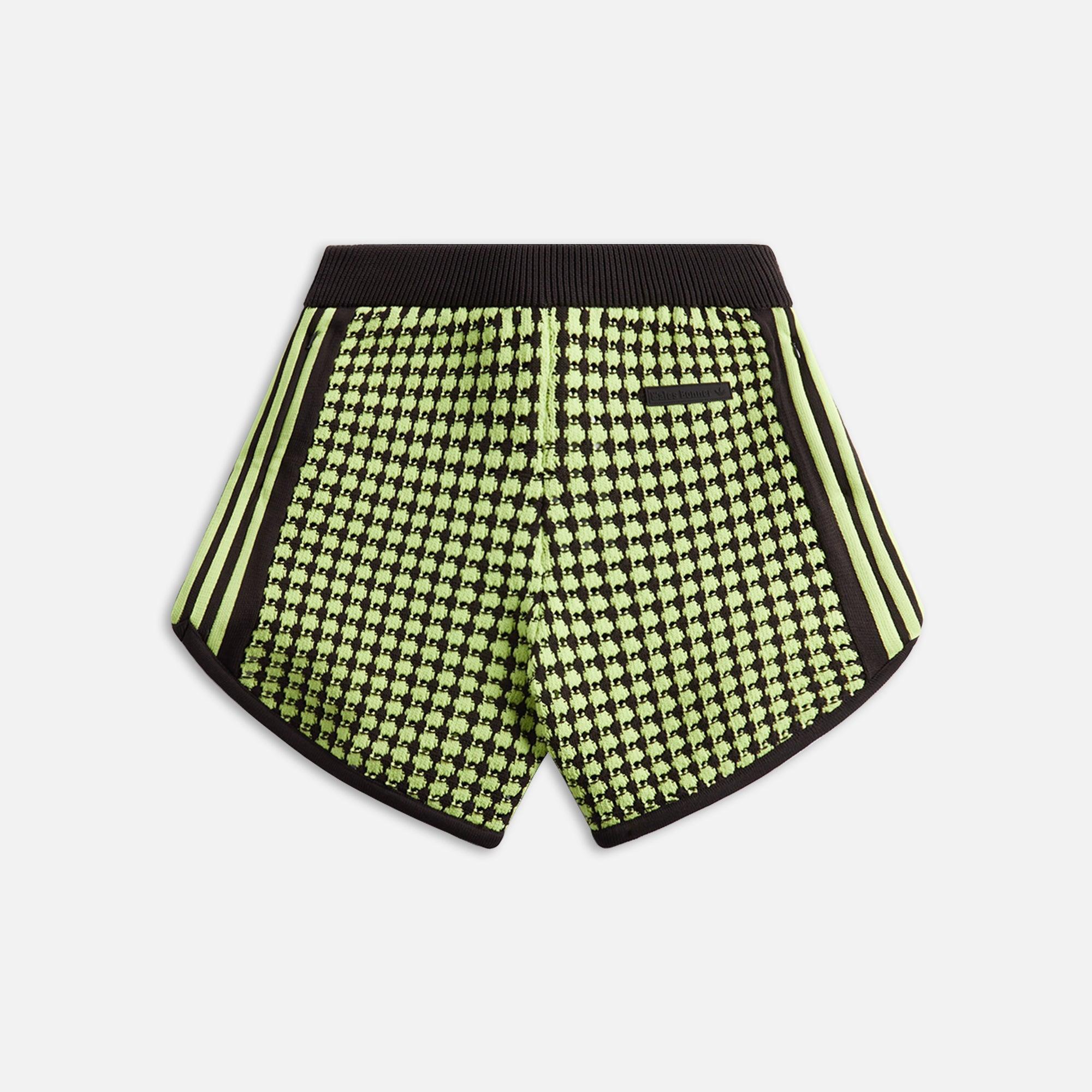 adidas Originals by Wales Bonner Crochet Shorts - Brown / Lime Green Male Product Image