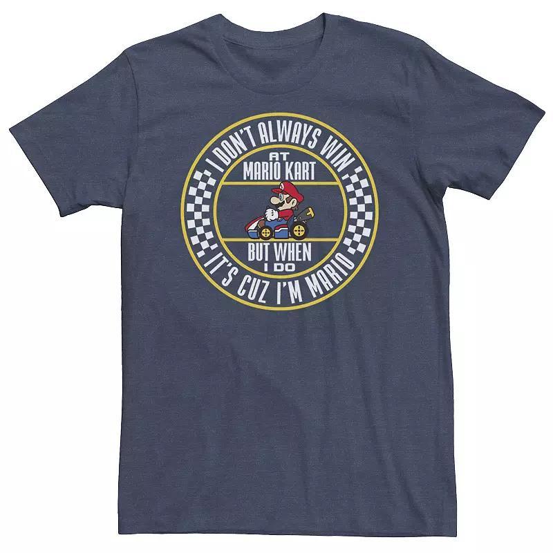 Big & Tall Nintendo Mario Kart Winning As Mario Tee, Mens Navy Grey Product Image