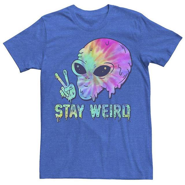 Mens Tye Dye Alien Peace Stay Weird Tee Royal Grey Product Image