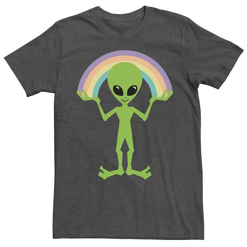 Mens Alien Rainbow Graphic Tee Dark Grey Product Image