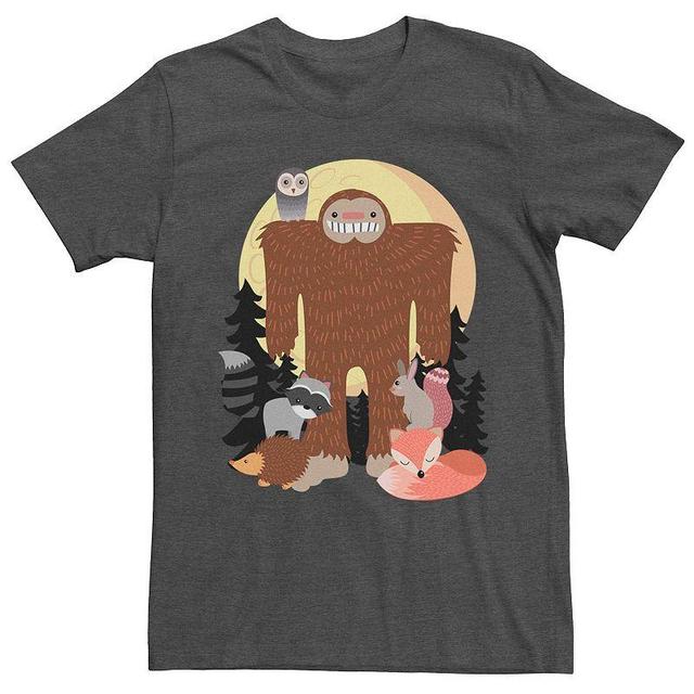 Mens Wildlife Sasquatch Cartoon Style Graphic Tee Grey Heather Product Image