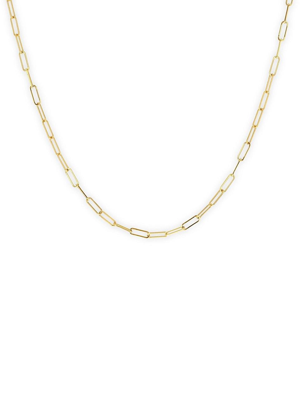 Womens 14K Yellow Gold Paper-Clip-Chain Necklace - Yellow Gold Product Image