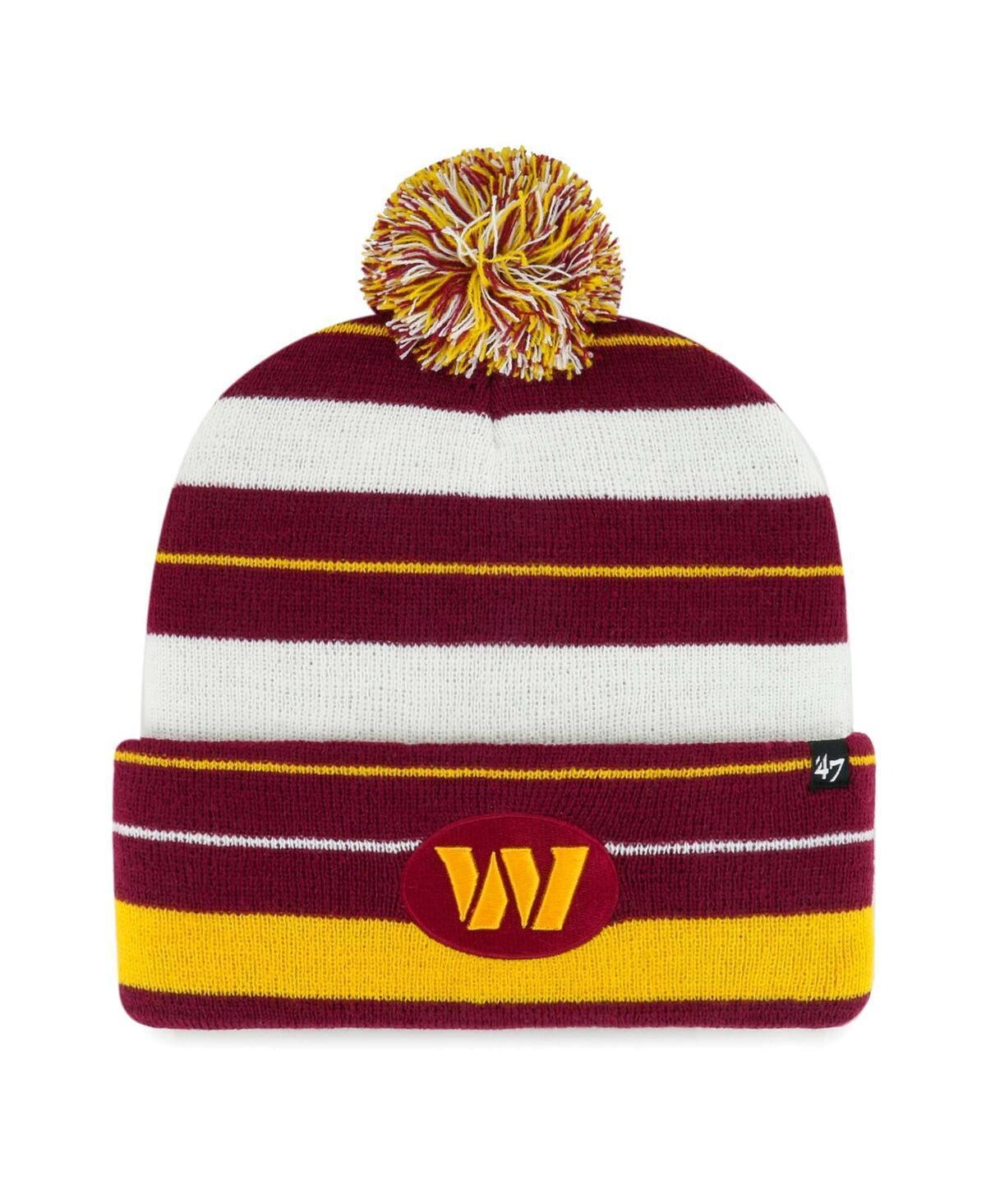 Womens 47 Burgundy Washington Commanders Powerline Cuffed Knit Hat with Pom Product Image