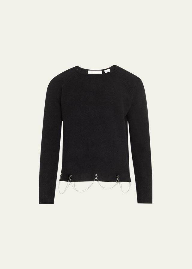 Mens Wool Sweater with Chain Loop Hem Product Image