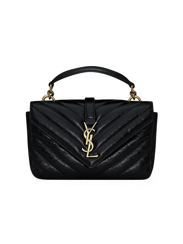 Womens Mini College Chain Bag in Shiny Crackled Leather Product Image