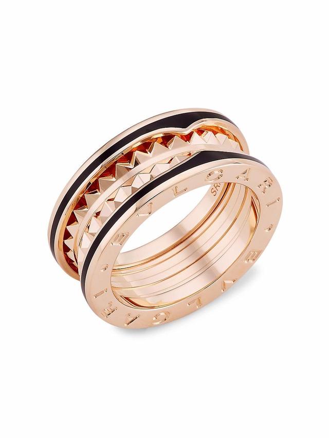 Womens B. zero1 Rock 18K Rose Gold & Black Ceramic 2-Band Ring Product Image