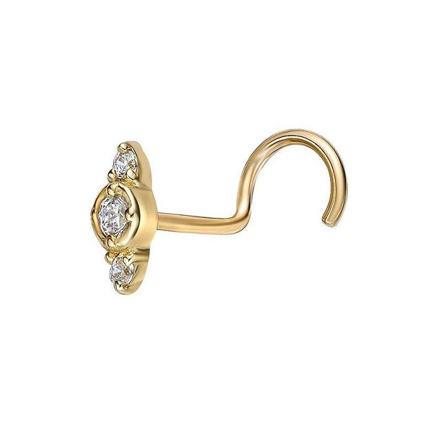 Lila Moon 10k Gold Cubic Zirconia Curved Nose Ring Stud, Womens, White Product Image