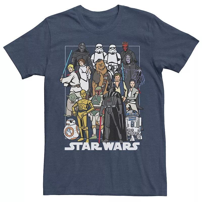 Big & Tall Star Wars Movie Characters Color Draws Tee, Mens Navy Grey Product Image