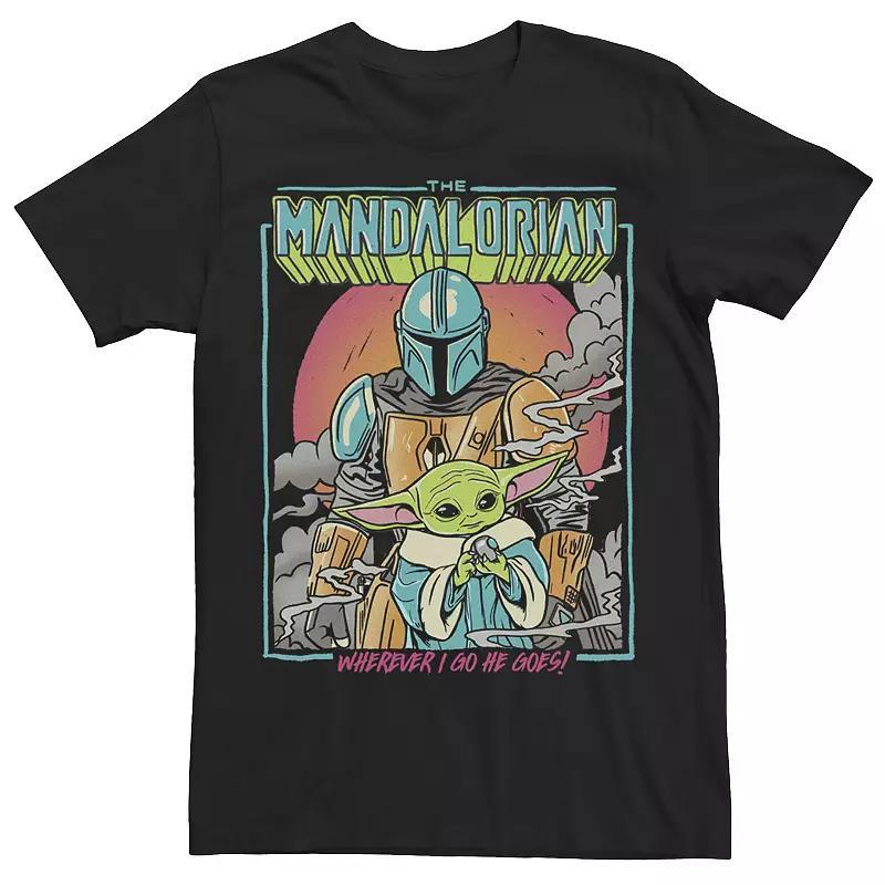 Mens Star Wars: The Mandalorian Wherever I Go He Goes Pop Art Tee Product Image