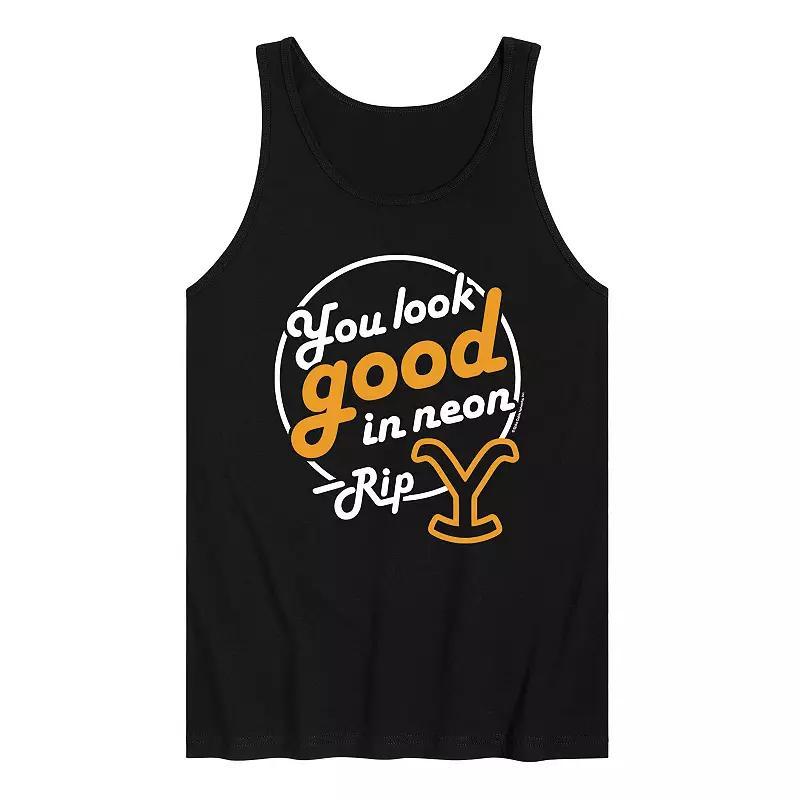 Mens Yellowstone Good In Neon Tank Black Product Image