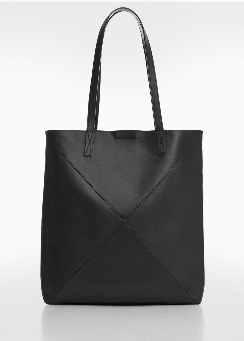 MANGO - Leather shopper bag - One size - Women Product Image