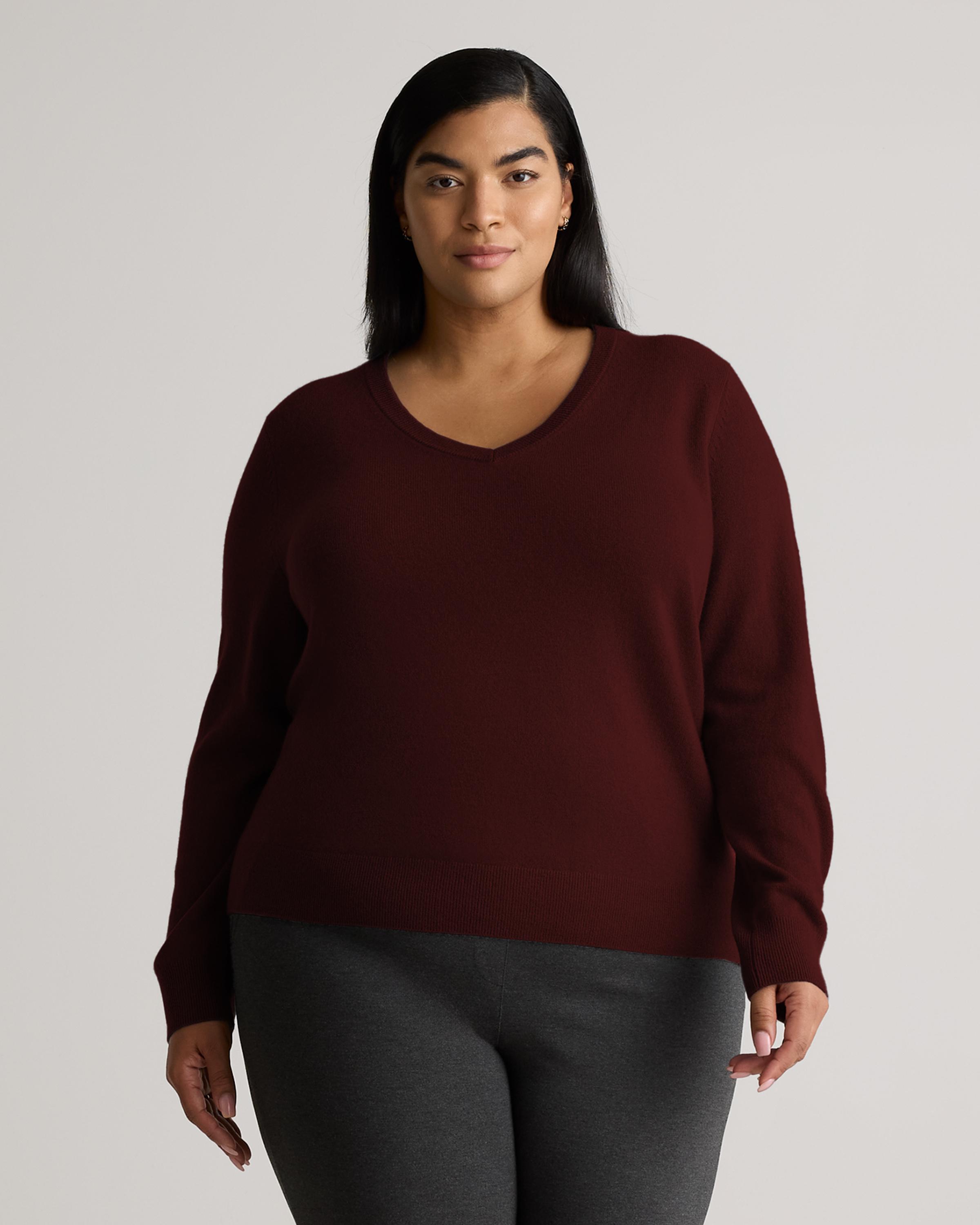 Mongolian Cashmere V-Neck Sweater - Plus Size Product Image