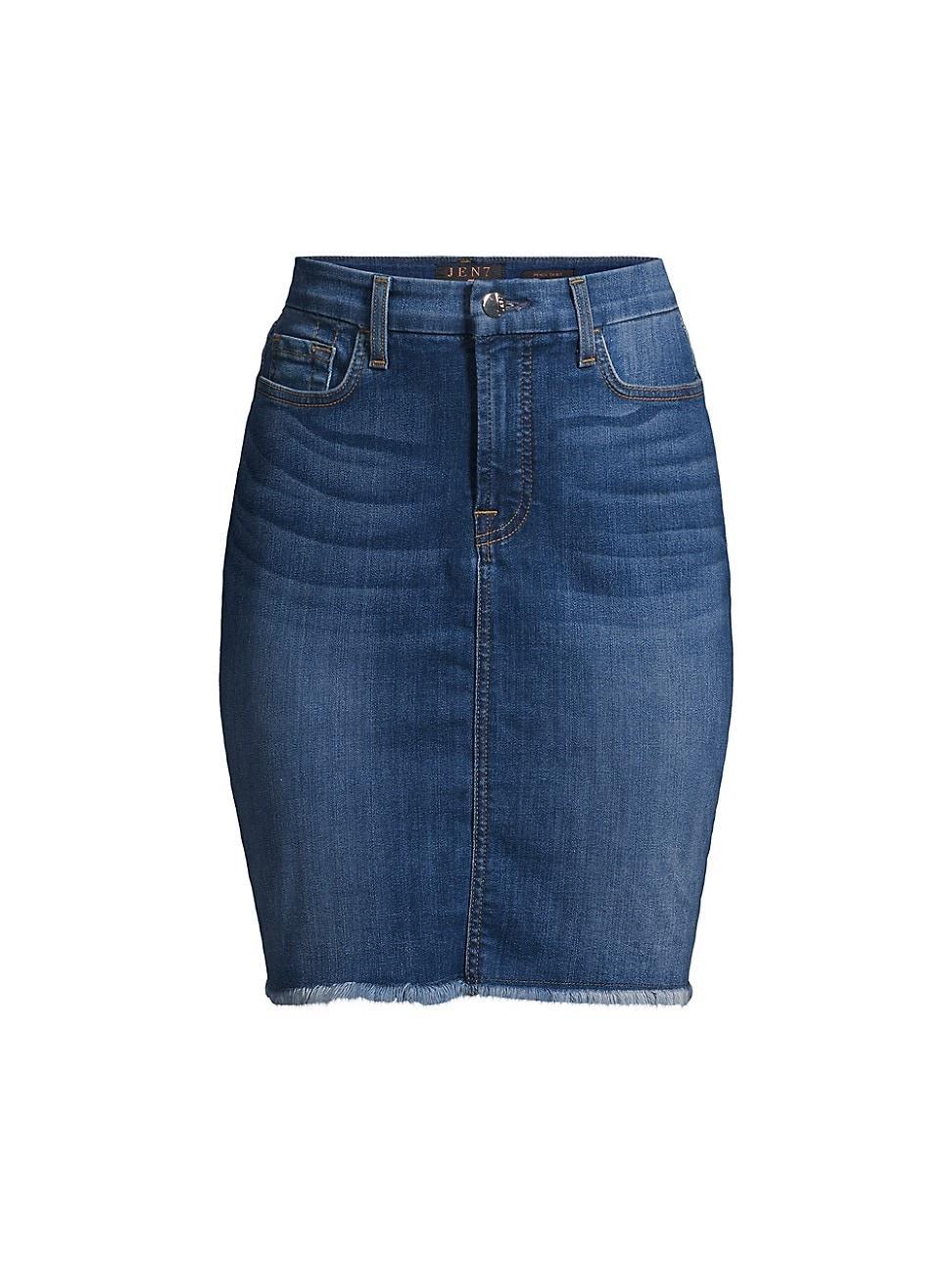 Womens Frayed Denim Pencil Skirt product image