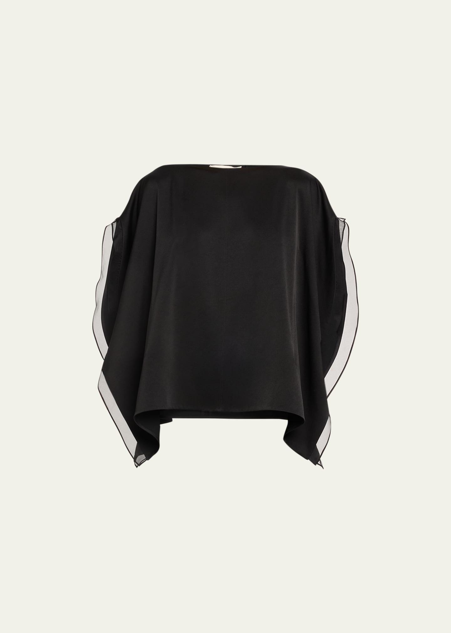 Womens Organza-Trimmed Satin Cape Top Product Image