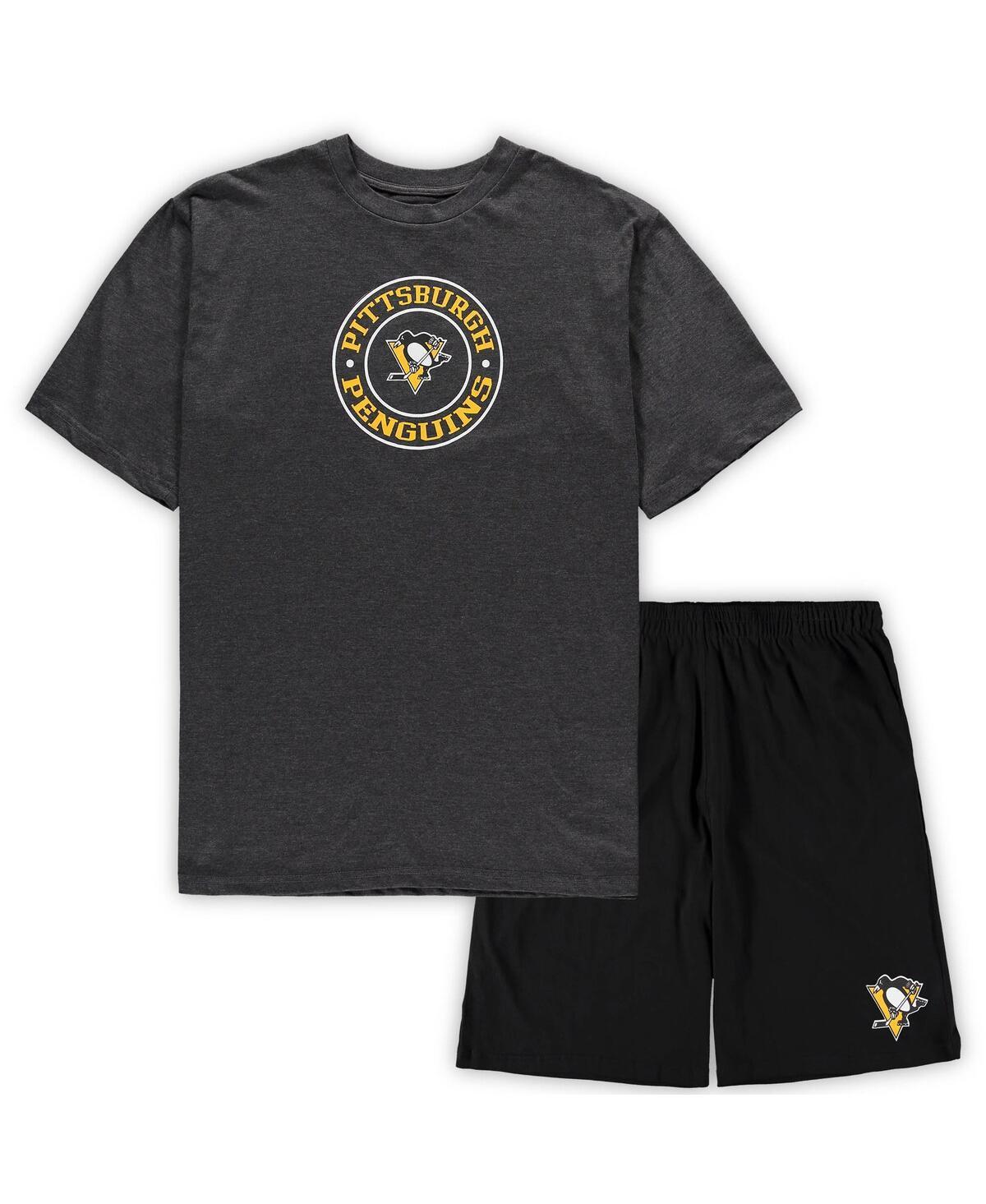 Mens Concepts Sport /Heathered Charcoal Pittsburgh Penguins Big & Tall T-Shirt & Shorts Sleep Set Product Image