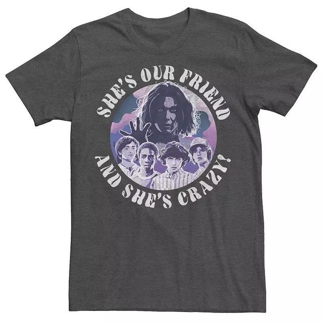 Mens Stranger Things Group Shot Shes Our Friend & Shes Crazy Tee Grey Heather Product Image