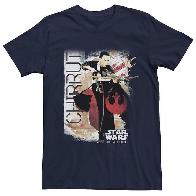 Mens Star Wars Rogue One Chirrut Rebel Portrait Tee Blue Product Image