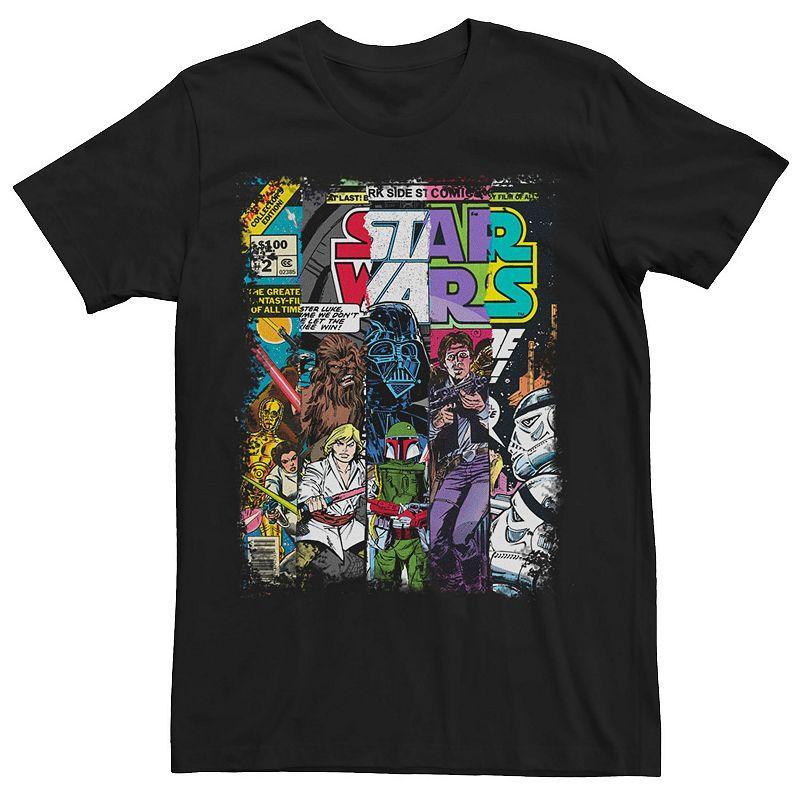 Big & Tall Star Wars Characters Comic Book Covers Tee, Mens Black Product Image