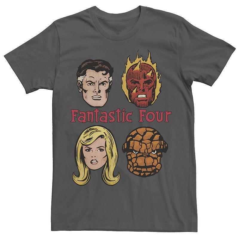 Mens Marvel Fantastic Four Group Shot Comic Themed Poster Tee Grey Product Image