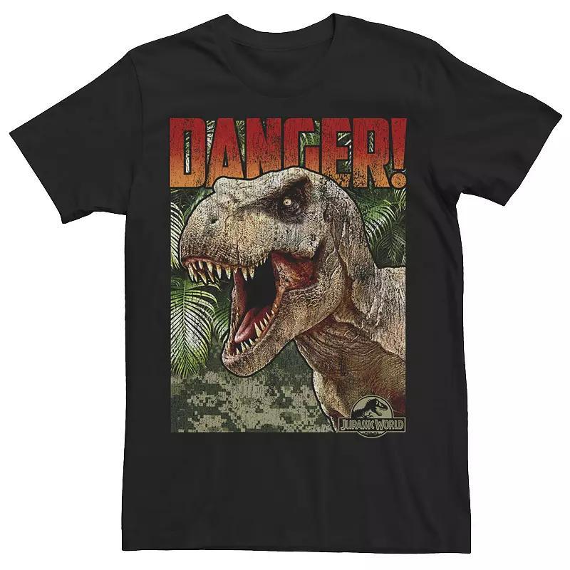 Mens Jurassic World Danger T-Rex Retro Poster Graphic Tee Product Image