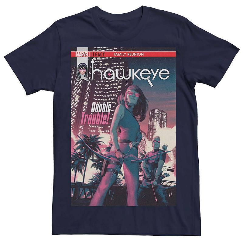 Mens Marvel Hawkeye Double Trouble Comic Cover Tee Blue Product Image