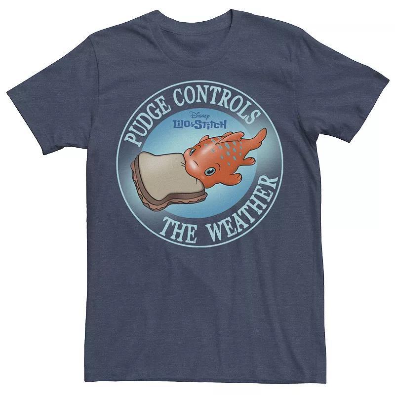 Disneys Lilo & Stitch Pudge Controls The Weather Mens Tee Navy Grey Product Image