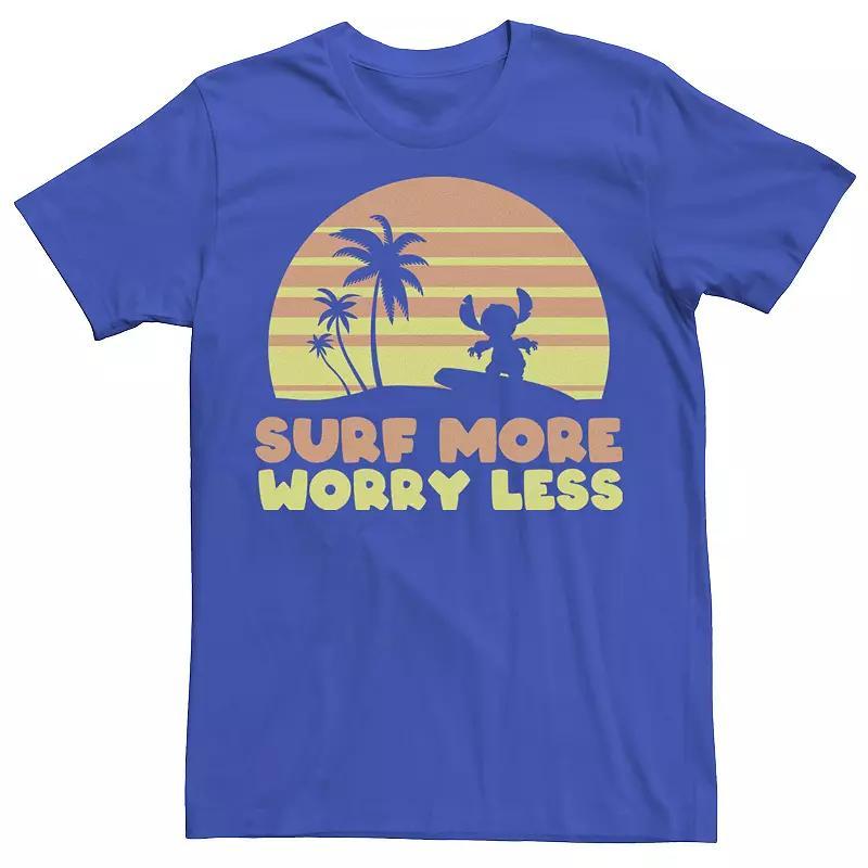 Disneys Lilo & Stitch Surf More Worry Less Retro Portrait Mens Tee Product Image