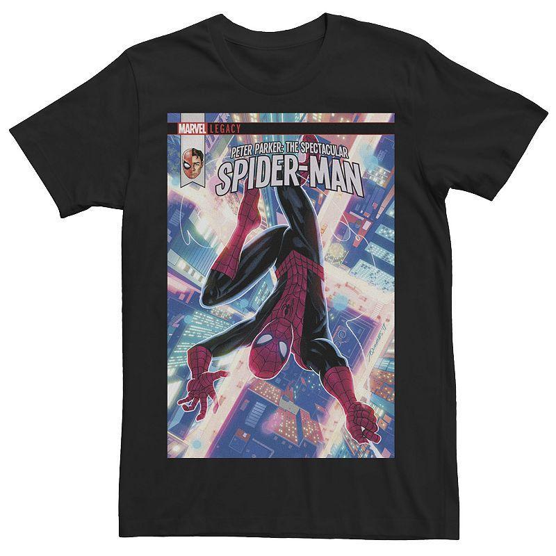 Mens Marvel Spider-Man City Lights Comic Cover Tee Product Image