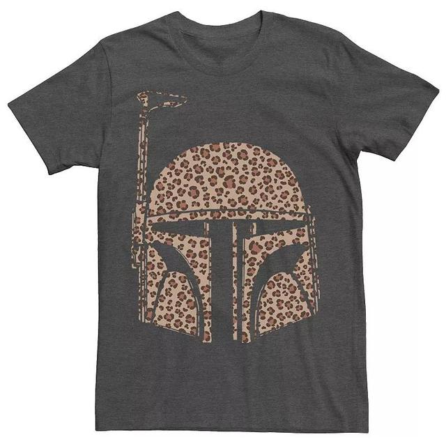 Mens Star Wars Boba Fett Helmet Cheetah Print Fill Tee Grey Heather Product Image